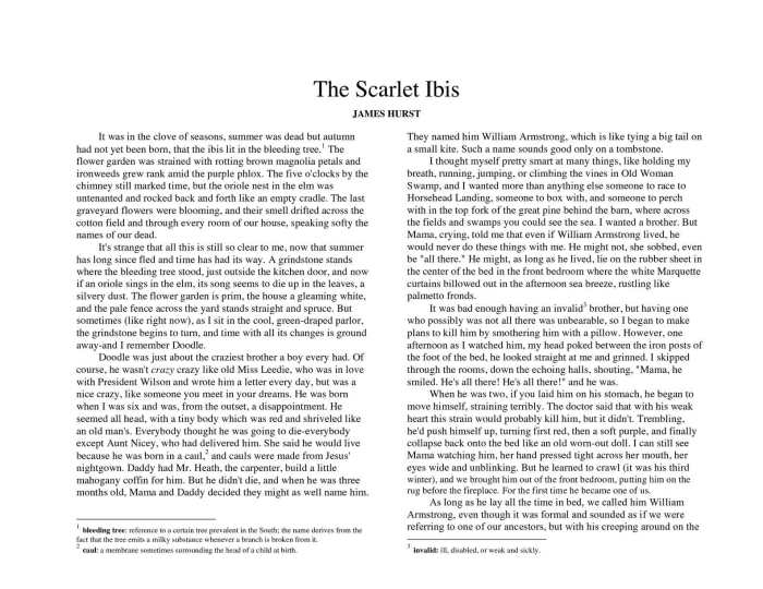 The scarlet ibis full text