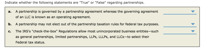 Indicate whether the following statements are true or false